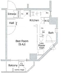 プライムアーバン目白 13階ワンルームの間取り