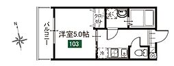 MELDIA舎人2 1Kの間取図画像