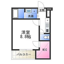 フレール2番館 1Kの間取図画像