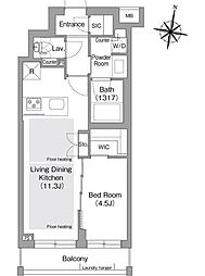 コンフォリア・リヴ東中野 2階1LDKの間取り