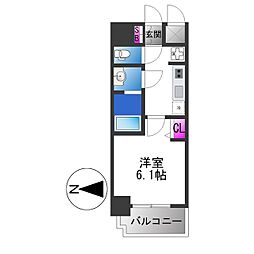 アドバンス大阪ベクエム 1Kの間取図画像
