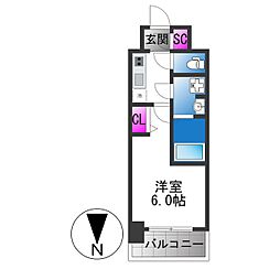 エスリード大阪イーストエッジ 1Kの間取図画像