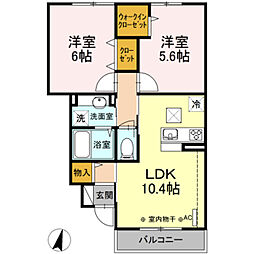サーフィスポート滝の川2 2LDKの間取図画像