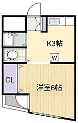 モンターニュ国領 3階1Kの間取り