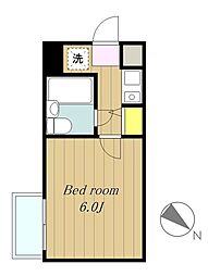 中央コーポ 1Kの間取図画像