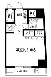 大井町プリンスハイツ 2階ワンルームの間取り