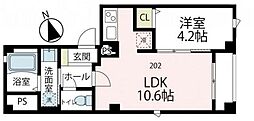 ヴィラ山一 1LDKの間取図画像