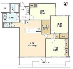 JR埼京線 渋谷駅 徒歩4分の賃貸マンション 13階3LDKの間取り