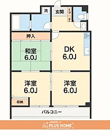 ヤマイチPLAZA東松江 3DKの間取図画像