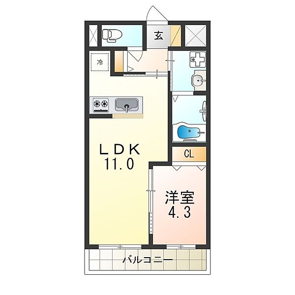 プリムローズ　深井 ｜大阪府堺市中区深井畑山町(賃貸マンション1LDK・2階・36.87㎡)の写真 その2