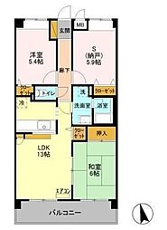 アバンドーネ高橋 3階2LDKの間取り