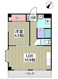 第三ハヤブサマンション 3階1LDKの間取り
