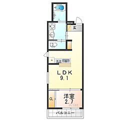 リアコート関大前EAST 1LDKの間取図画像