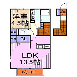グランポルテ美園B 1LDKの間取図画像