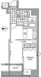 ザ・パークハビオ蔵前 1LDKの間取図画像