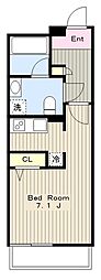 小田急江ノ島線 東林間駅 徒歩8分の賃貸アパート 1階1Kの間取り