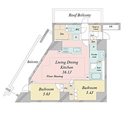 ドゥーエ早稲田 10階2LDKの間取り
