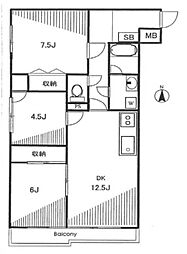 東中野ハイツ 1階3LDKの間取り