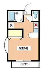 ヴィルヌーブ壱番館 1階ワンルームの間取り