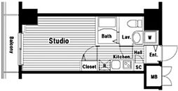 グランド・ガーラ日本橋兜町 1Kの間取図画像
