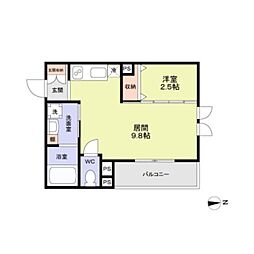 エターナルシー平磯 1LDKの間取図画像