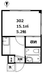 佐生マンション 1Kの間取図画像