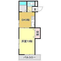 ハピーハイツ百石 1Kの間取図画像