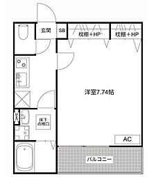 MQuarto柏III 1階1Kの間取り