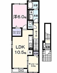コンフォールA 1LDKの間取図画像