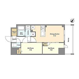 Ａｕｇｕｓｔａ　Ｒｅｓｉｄｅｎｃｅ　新小岩 7階2DKの間取り