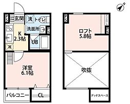 ユニコカーサ 1階1Kの間取り