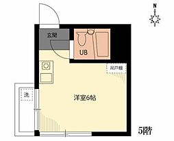 小島屋ビル 5階ワンルームの間取り