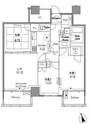 レジディアタワー目黒不動前 3LDKの間取図画像
