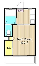 コーポ内坪 1階1Kの間取り
