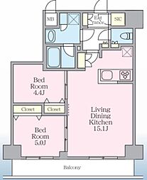 S-RESIDENCE板橋大山clair 2LDKの間取図画像