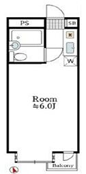 パークアベニュー国分寺VII 1階ワンルームの間取り