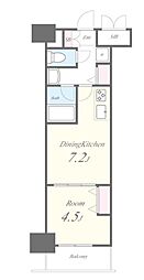 ルーツ新宿若松町 2階1DKの間取り