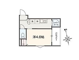 アイウシ梅島 1Kの間取図画像