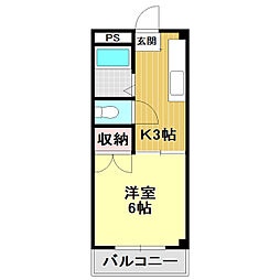 ユーマンション 1Kの間取図画像