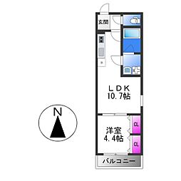 badge tomoi Est V 3階1LDKの間取り