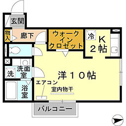 ネオハウス　パティオ 1階ワンルームの間取り