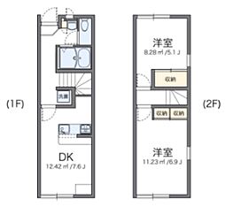 レオパレス柳戸 2DKの間取図画像