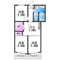 LakiaMaison帝塚山西 1階3DKの間取り