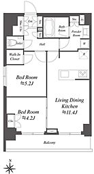 アイフラット両国 9階2LDKの間取り