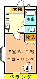 ハイム汐見2 1Kの間取図画像
