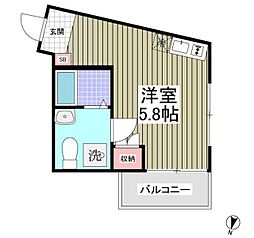 モデラート西新宿 3階ワンルームの間取り