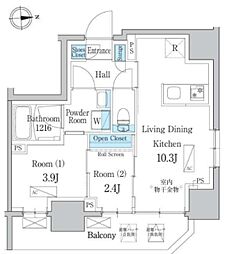 デュオフラッツ浅草田原町ネスト 2LDKの間取図画像