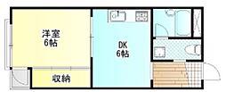 モンシャトー北新宿 1DKの間取図画像