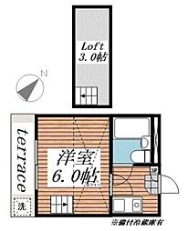 ジュネパレス津田沼第20 1Kの間取図画像