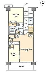 ドゥーエ武蔵浦和 2LDKの間取図画像